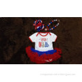 2015 hot sell baby girl July 4th romper with matching bow and necklace